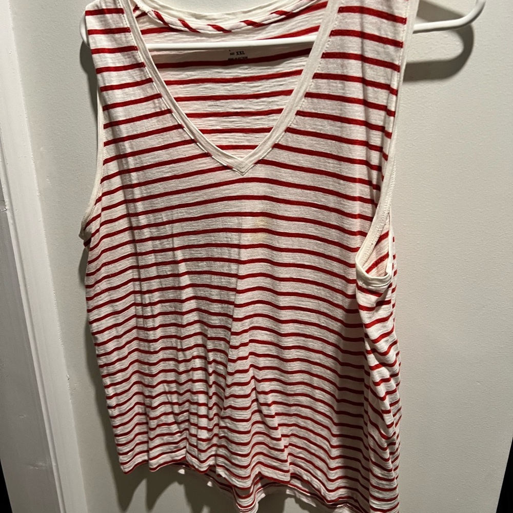 Madewell Red and White Striped Women's Top